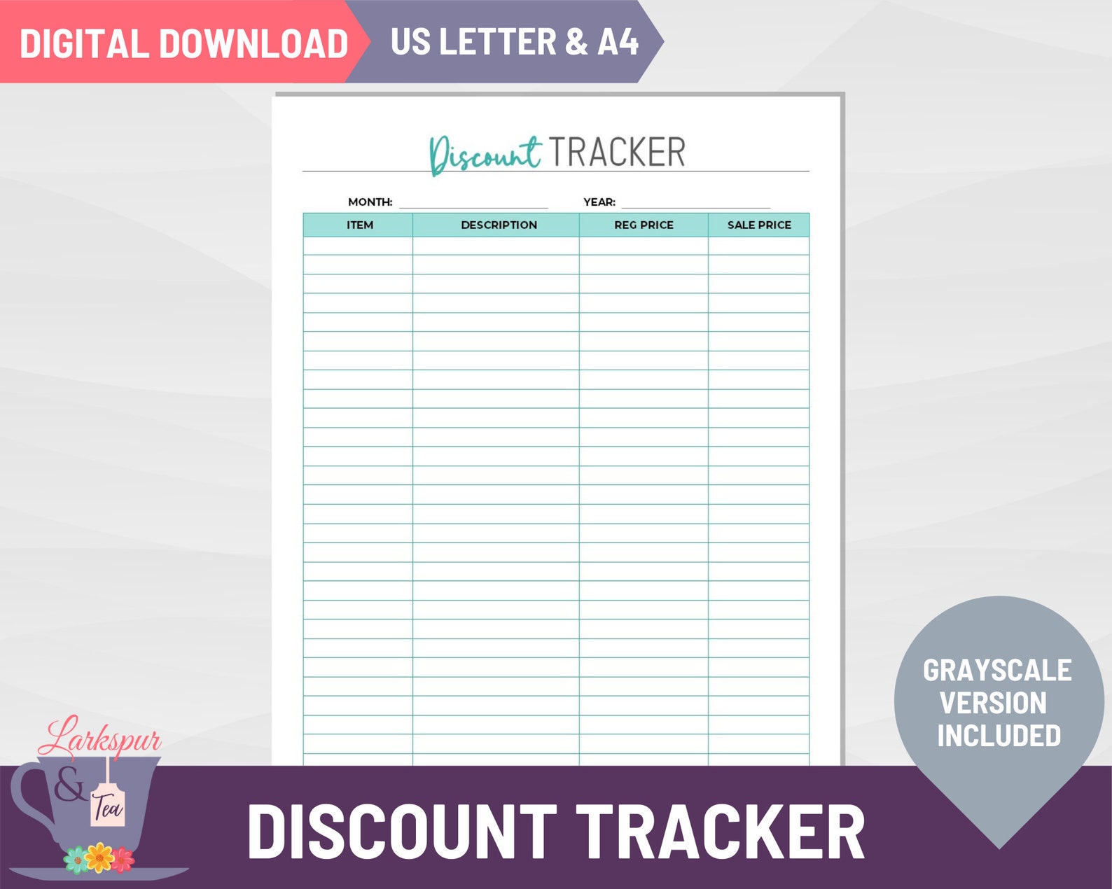 Discount Tracker Printable Small Business Tracking and Etsy