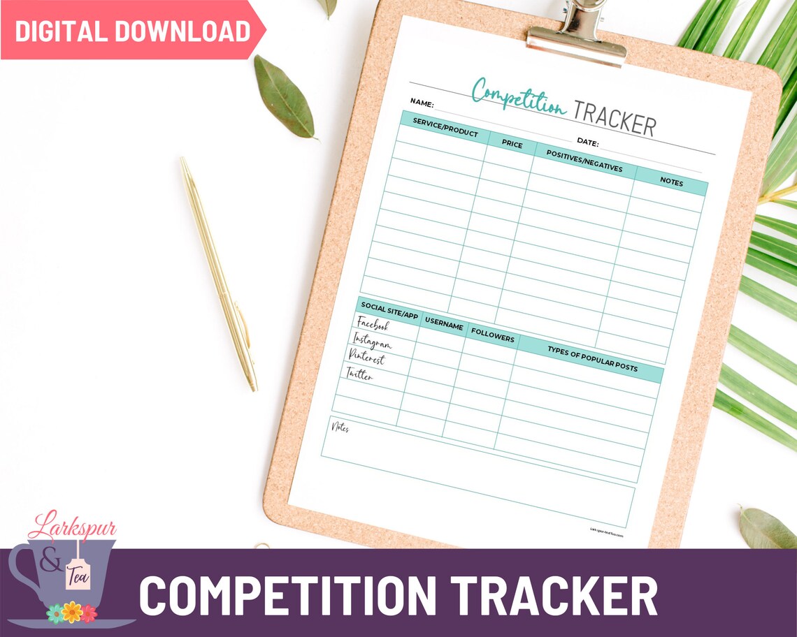 Business Competition Tracker Printable Small Business Etsy