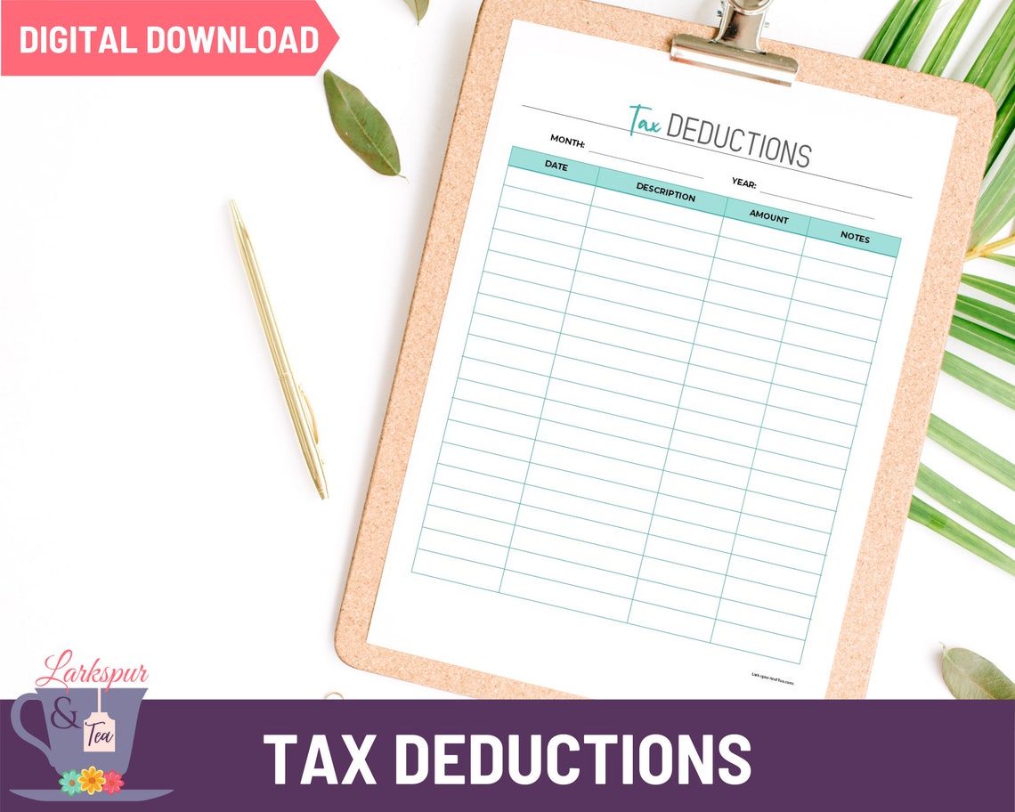 Tax Deductions Tracker Printable, Small Business Tracking and Planning ...