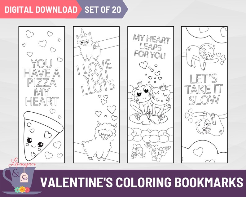 Printable Valentines Day Coloring Bookmarks Creative V-day - Etsy