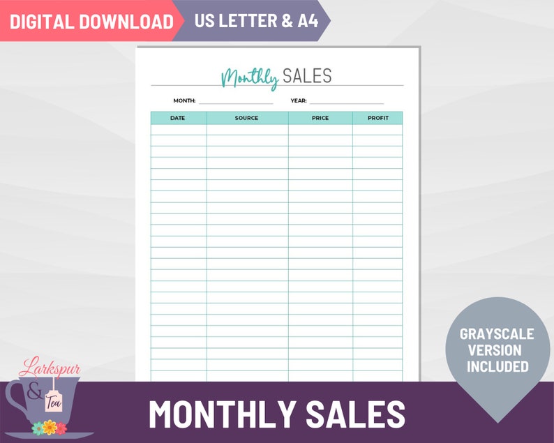 Printable Monthly Sales Log Template