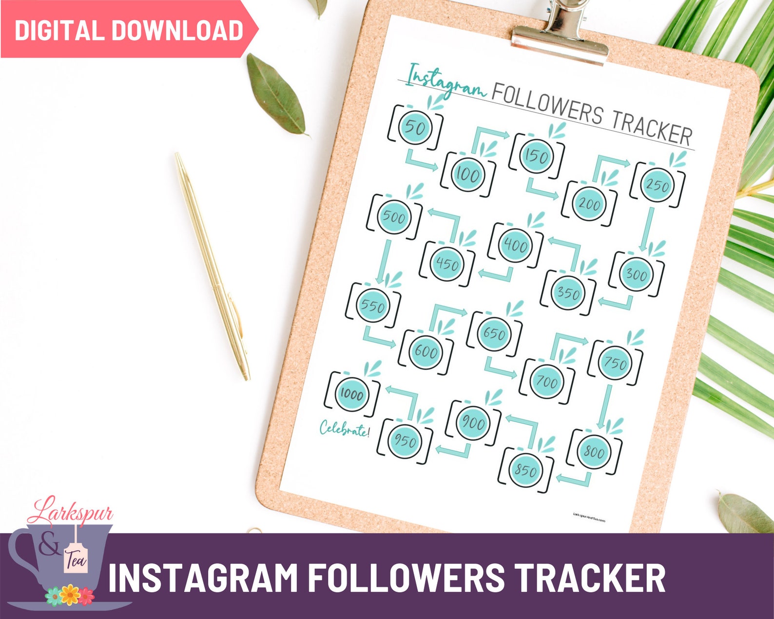 Instagram Followers Tracker Printable Small Business Social - Etsy