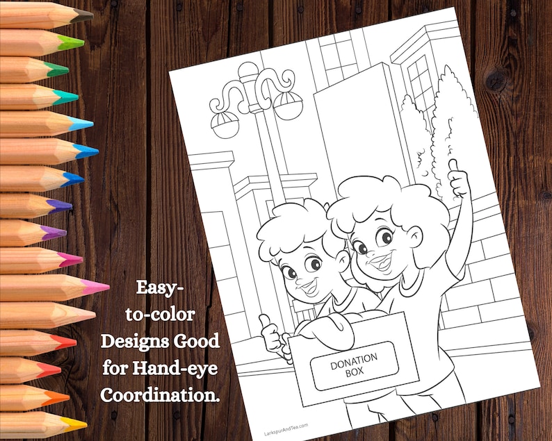 Kids Doing Community Service Printable Coloring Pages - Etsy