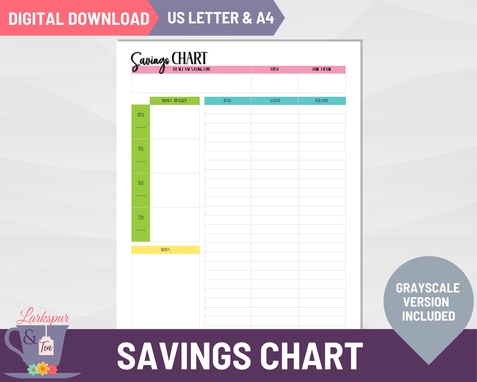 Savings Chart Savings Ledger Printable Simple Savings - Etsy