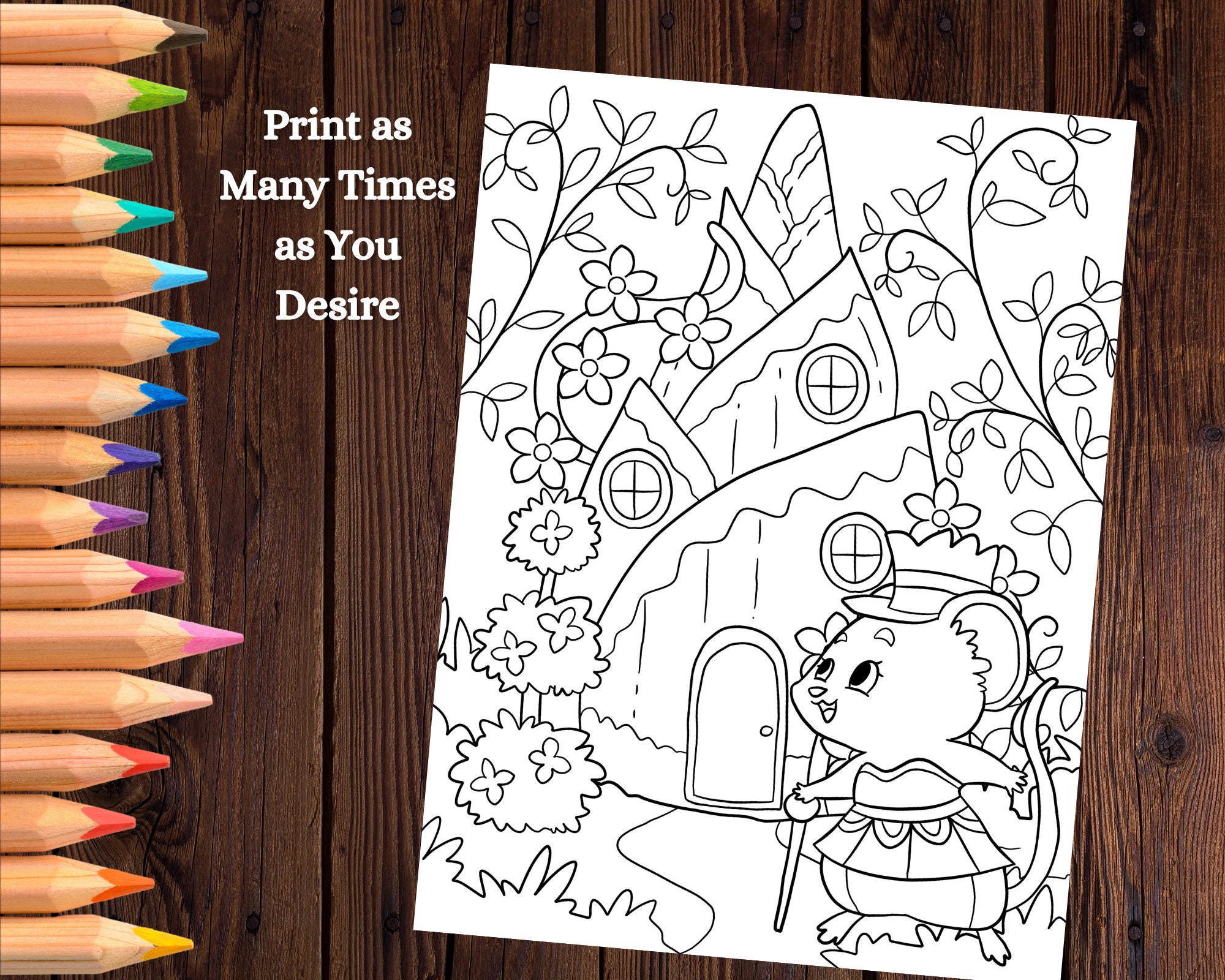 A Mouse and a House Printable Coloring Pages for Kids - Etsy