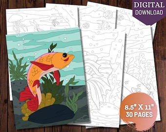 Tropical Fish Printable Coloring Pages Featuring Arowana, Betta Fish, Chromis, Swordtails, Goby, Clown Loach, Firefish, Hawkfish, and more!