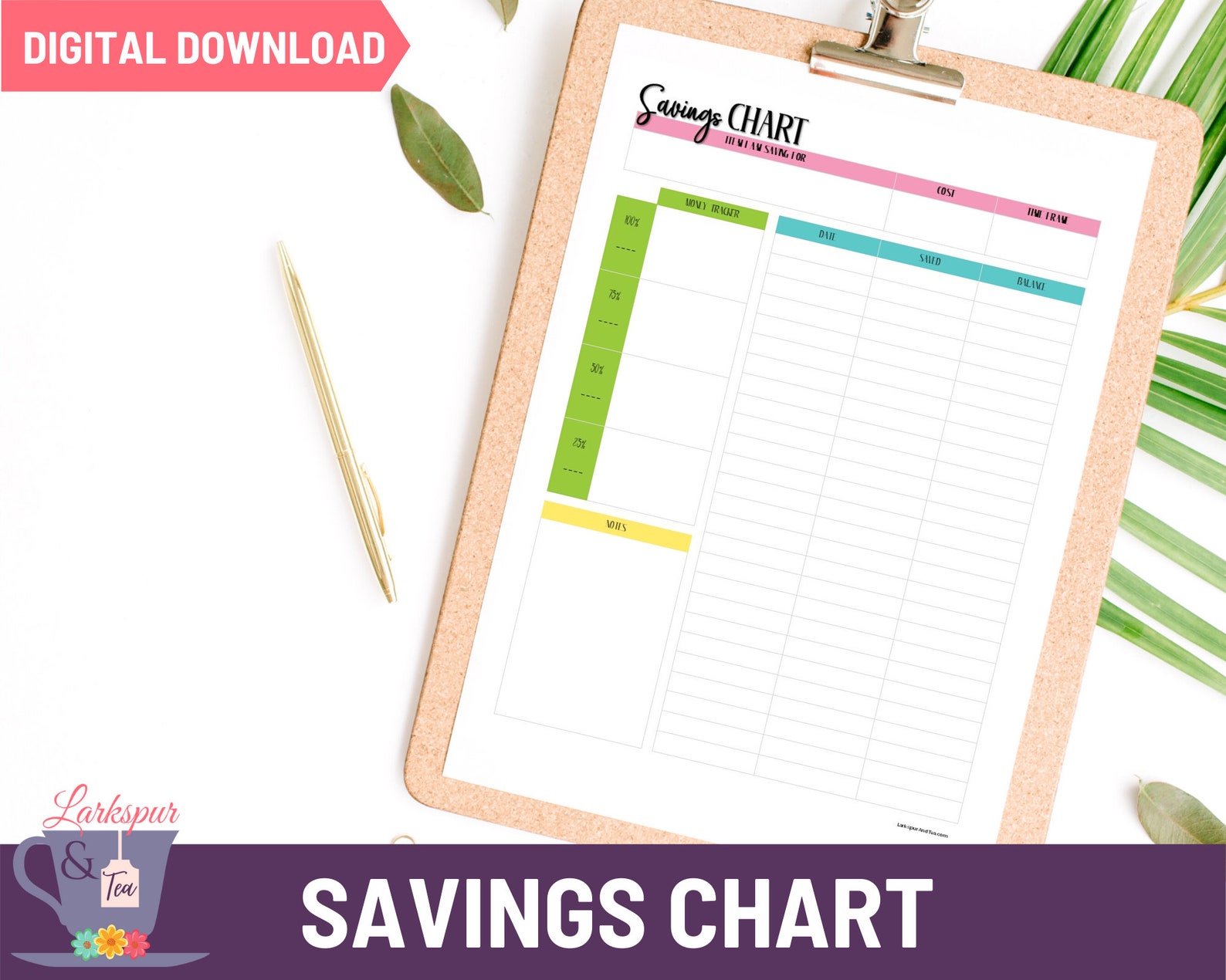 Savings Chart Savings Ledger Printable Simple Savings - Etsy