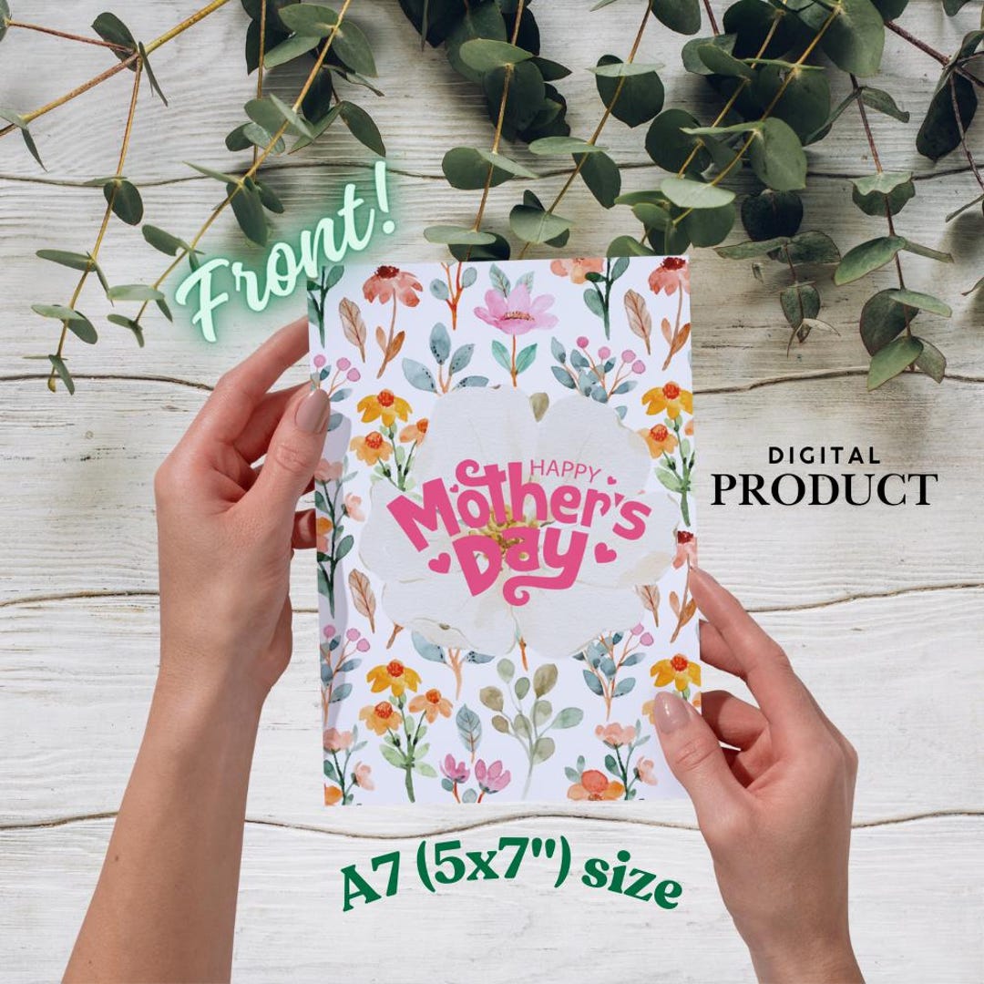 Printable Mothers Day Card Floral, Mothers Day Cards, Flower Card for ...