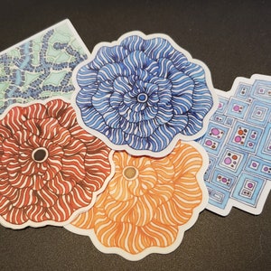 Support StickersAndStamps Sticker set of stickers made from hand drawn generative art inspired by Science, Nature, andMath image 1