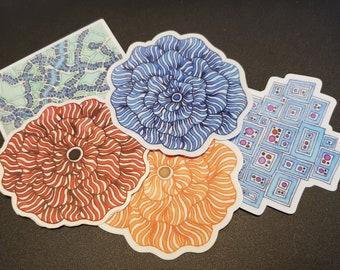 Support #StickersAndStamps Sticker set of stickers made from hand drawn generative art inspired by Science, Nature, andMath
