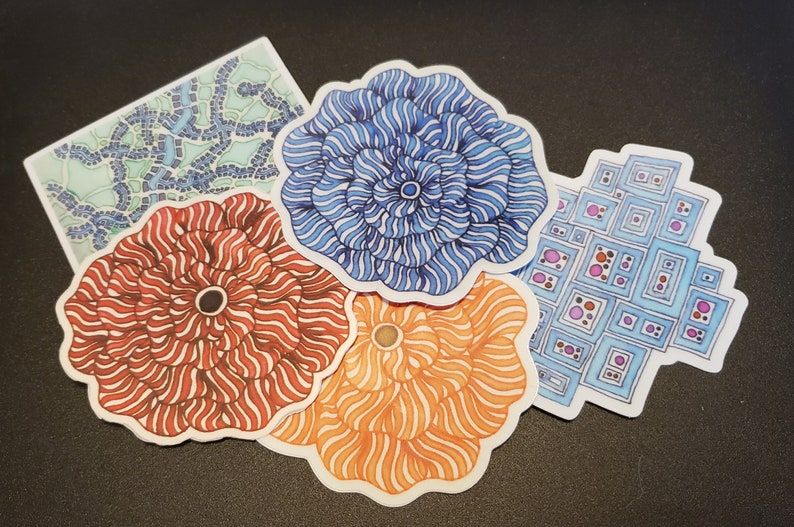 Support StickersAndStamps Sticker set of stickers made from hand drawn generative art inspired by Science, Nature, andMath image 1