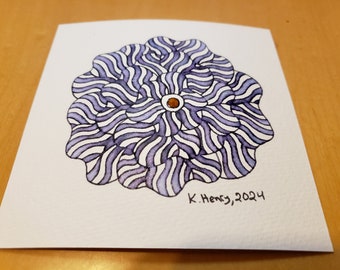 Hand Drawn Abstract Purple Plum Floral Pattern on Watercolor Paper