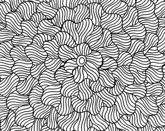 Downloadable Adult Coloring Page: Hand Drawn Abstract Floral Pattern