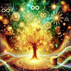 Vibrational Frequency Charged Digital Artwork for Abundance & Prosperity. Alignment with Infinite Financial Growth and Productivity.