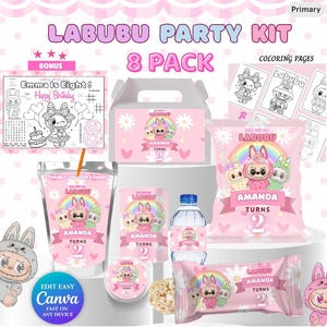 Lububu Birthday Party Kit Kawaii Cute Monster Birthday Party Pastel Girl Birthday Kawaii Party Decor Animals Kawaii Birthday Party Favor