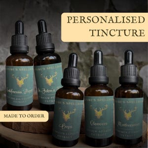 Teinture à base de plantes personnalisée Extrait de plante personnalisé pour un rituel de soins personnels Choisissez vos herbes Fabriqué sur commande Cadeau sur mesure cultivé naturellement