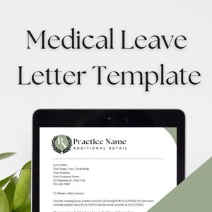 Briefvorlage Medizinische Beurlaubung für Patienten für Doktor PA EP Büros und mehr Anpassbar und vollständig bearbeitbar