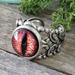 Bijoux Red Dragon Eye Ring Anneaux oculaires réglables Anneaux de dragon pour les femmes / hommes Charming Evil Attractive Ring Cadeau unique pour les hommes image 2