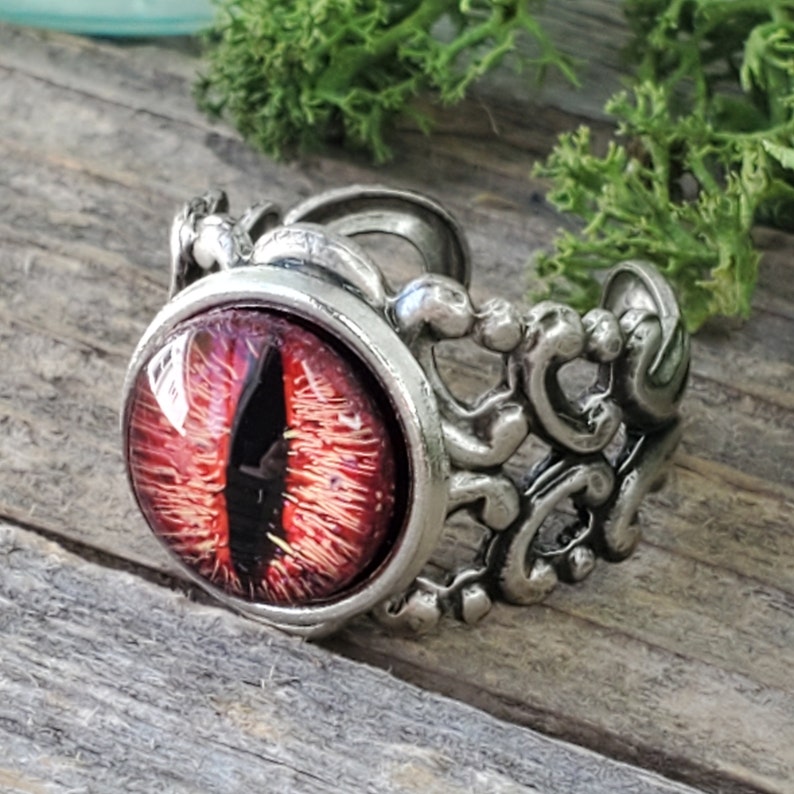 Bijoux Red Dragon Eye Ring Anneaux oculaires réglables Anneaux de dragon pour les femmes / hommes Charming Evil Attractive Ring Cadeau unique pour les hommes image 2