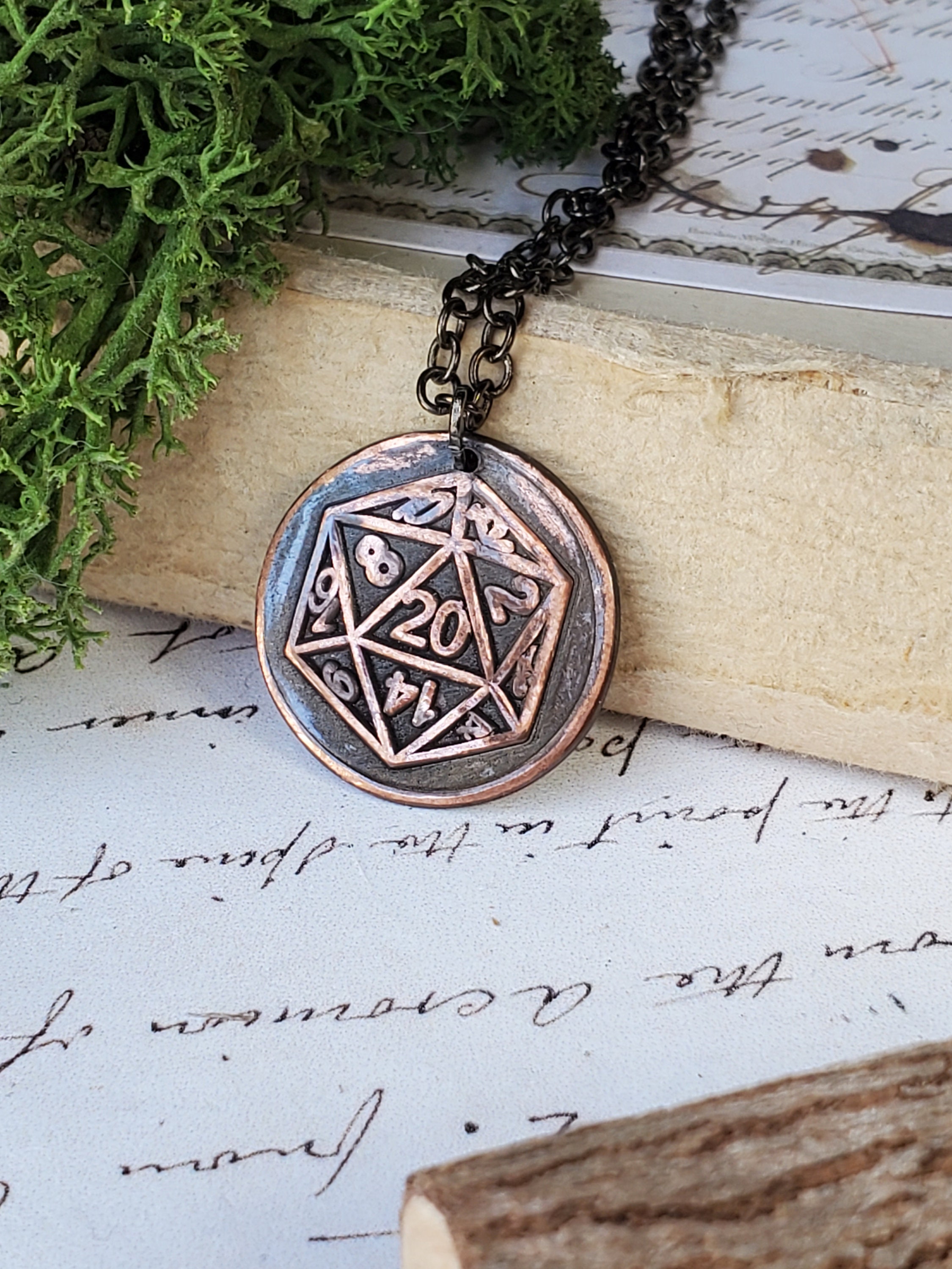 Dungens and Dragons Necklace DnD Dice Pendant Vintage Wax Etsy