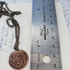 Dungens and Dragons Necklace DnD Dice Pendant Vintage Wax Seal Necklaces DnD Jewelry D20 Necklace Copper Jewelry image 6