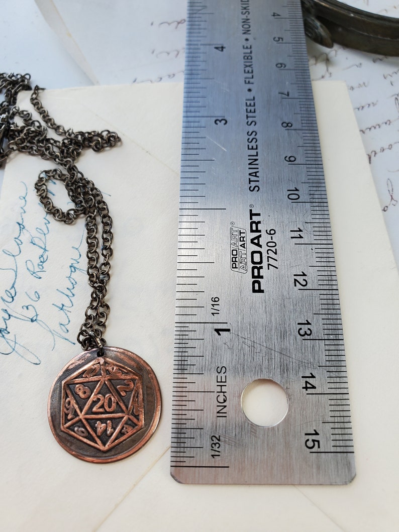 Dungens and Dragons Necklace DnD Dice Pendant Vintage Wax Seal Necklaces DnD Jewelry D20 Necklace Copper Jewelry image 6