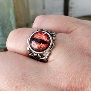 Bijoux Red Dragon Eye Ring Anneaux oculaires réglables Anneaux de dragon pour les femmes / hommes Charming Evil Attractive Ring Cadeau unique pour les hommes image 4