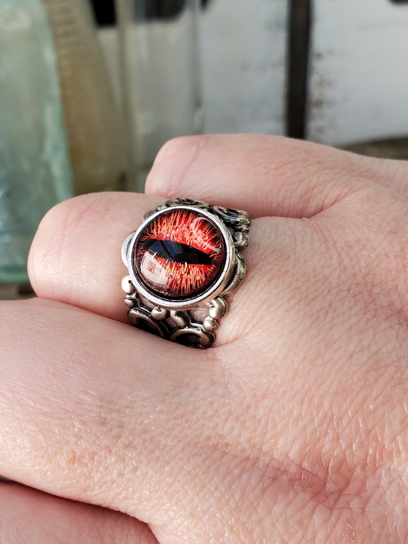 Bijoux Red Dragon Eye Ring Anneaux oculaires réglables Anneaux de dragon pour les femmes / hommes Charming Evil Attractive Ring Cadeau unique pour les hommes image 4