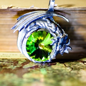 Green Dragon Necklace Game of Thrones Jewelry Swarovski Crystal with Pewter and Oxidized Sterling Silver Necklace image 2