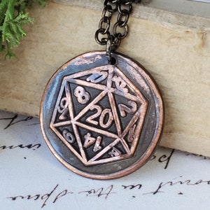 Dungens and Dragons Necklace DnD Dice Pendant Vintage Wax Seal Necklaces DnD Jewelry D20 Necklace Copper Jewelry image 1