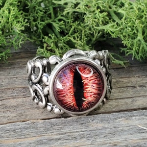 Bijoux Red Dragon Eye Ring Anneaux oculaires réglables Anneaux de dragon pour les femmes / hommes Charming Evil Attractive Ring Cadeau unique pour les hommes Rouge