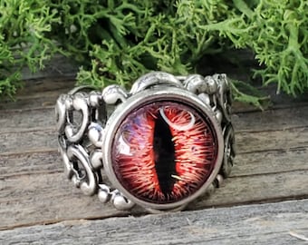 Red Dragon Eye Ring Jewelry - Adjustable Eye Rings - Dragon Rings For Women/Men - Charming Evil Attractive Ring - Unique Gift for Men