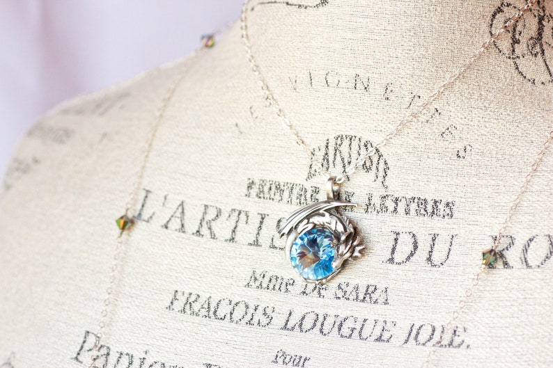 Dragon Necklace Game of Thrones Jewelry Aquamarine Swarovski Crystal Fantasy Goth Necklace image 3