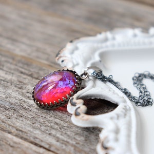 Pink Opal Vintage Necklace Silver Women Pendant Real Opal Necklace Etsy Colorful Jewelry Charming Gift For Her Locket Jewelry image 3