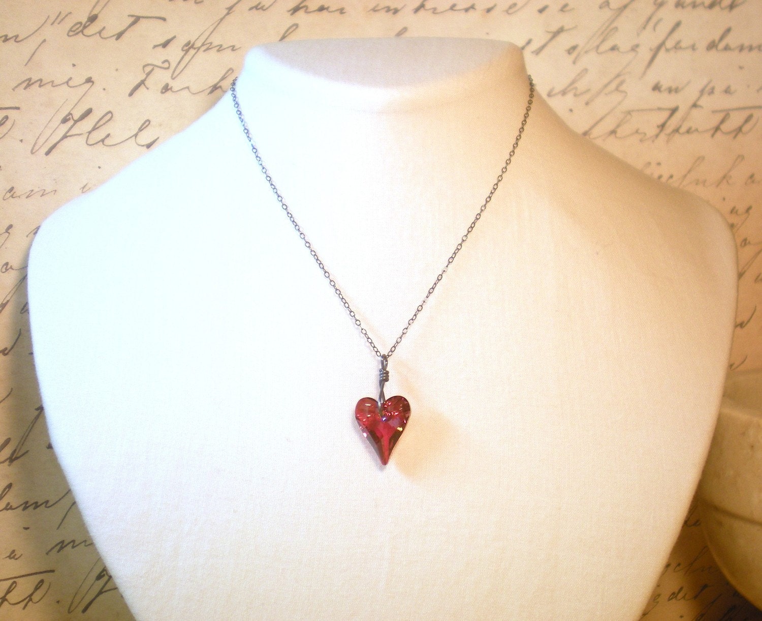 thumbnail image 2 of Silverspeck Red Swirl My Love Forever Heart Pendant Necklace - European Crystal, 18" Chain 2 of 5