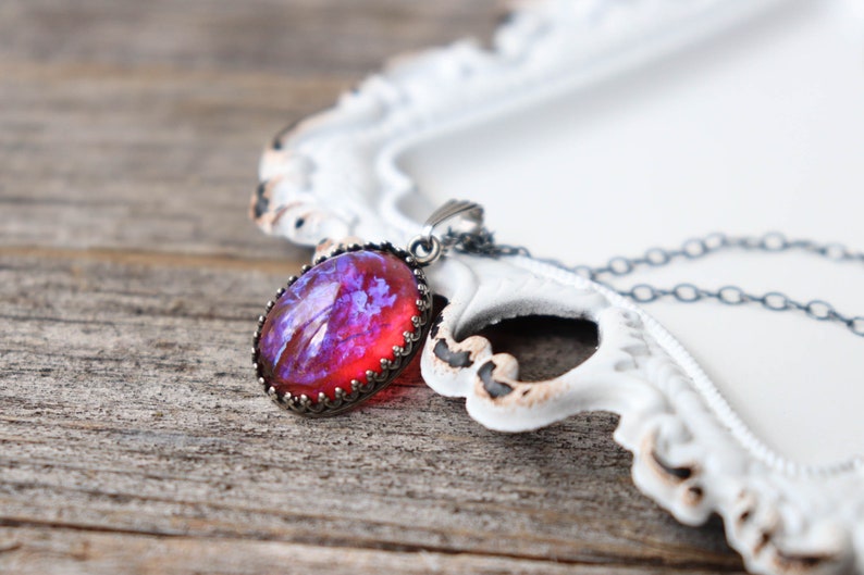 Pink Opal Vintage Necklace Silver Women Pendant Real Opal Necklace Etsy Colorful Jewelry Charming Gift For Her Locket Jewelry image 6