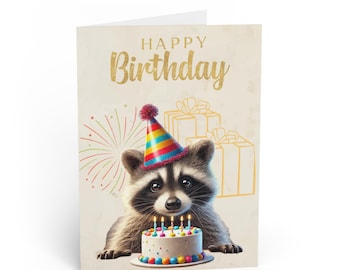 Lustige Waschbär Geburtstagskarte, Party Animal Karte