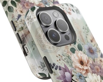 Boho Floral iPhone Case: Impact-Resistant Polycarbonate Cover