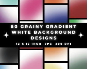 Grainy Gradient Digital Paper Pack: 50 Colors, White Background (JPG, 12x12)