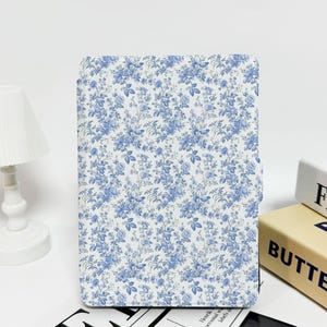 Blue flower - Custom Kindle Case–Optional Hand Strap, Fits Paperwhite 1/2/4, Kindle 2022, 10th & 11th Gen, Colorsoft Cover and More