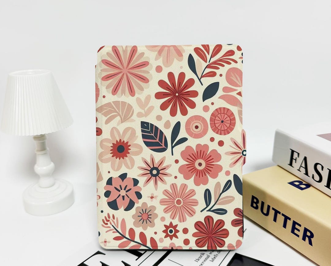 Red Plant Leaves-custom Kindle Case–optional Hand Strap, Fits ...