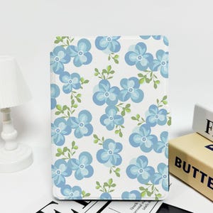 Fresh Blue Flowers - Custom Kindle Case–Optional Hand Strap, Fits Paperwhite 1/2/4, Kindle 2022, 10th & 11th Gen, Colorsoft Cover and More