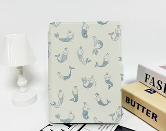 Merman Sketch - Custom Kindle Case 10th/11th/12th (6”) – Hand Strap or Clear Back, Fits Paperwhite, Colorsoft, Scribe, Kobo Clara & Libra