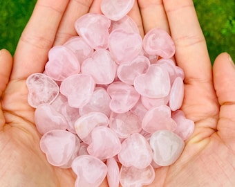 Mini Rose Quartz Crystal Hearts: Polished Gemstone Healing Stones