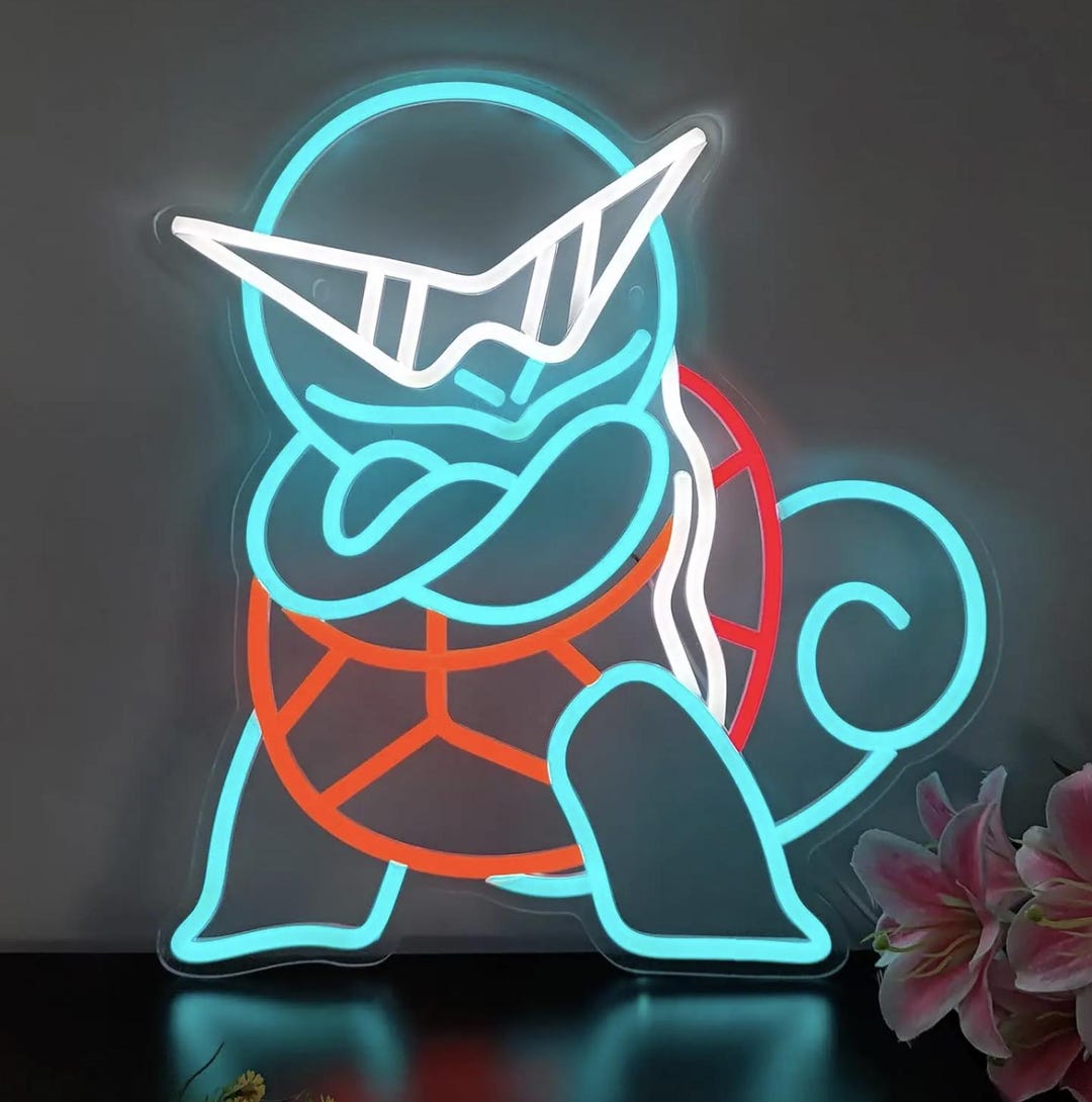 Anime Squirtle Inspired Neon Sign Anime Blue Monster Neon LED Sign Neon ...
