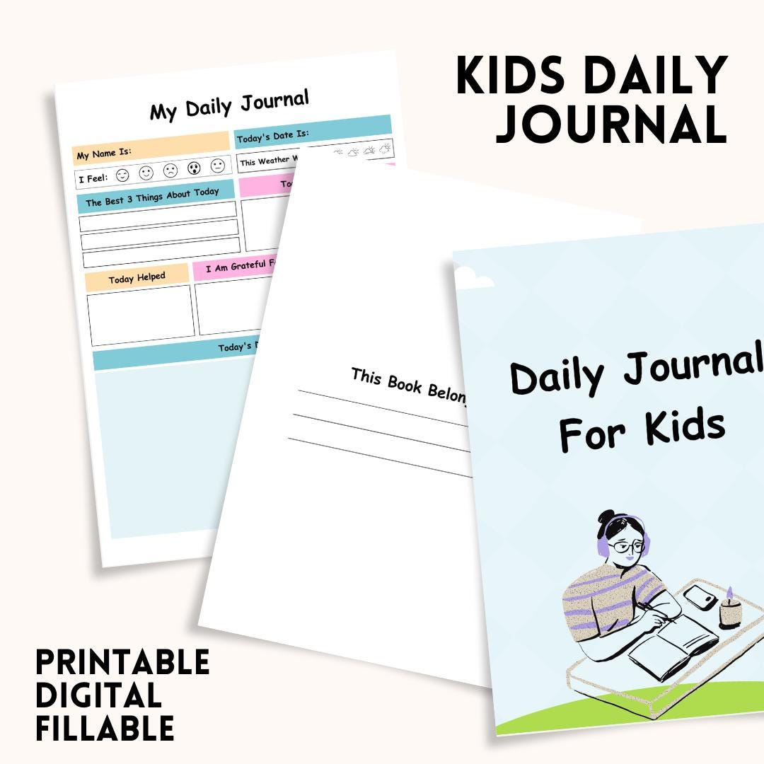 KIDS DAILY JOURNAL Printable, Children's Journal for Daily Reflection ...