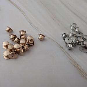 Pin Locking Back 10mm – Rose Gold or Silver Enamel Pin Lock – Secure Pin Clutch Replacement – Locking Pin Back for Badges
