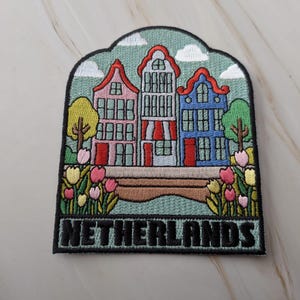 Iron on patch Netherlands - Grachten panden Amsterdam Holland Nederlandse Badges Rugzak Cadeau Patches