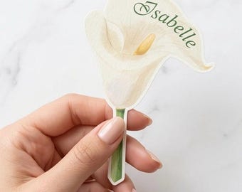 Personalisierte Tischkarten mit Calla-Lilien-Aquarellmotiv – Namensschilder für Gäste – Rustikale Tischdekoration