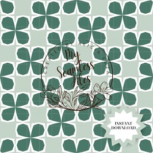 Motif trèfle à quatre feuilles de la Saint-Patrick | Papier numérique géométrique vert Shamrock | Utilisation commerciale | Impression irlandaise | Projets de bricolage
